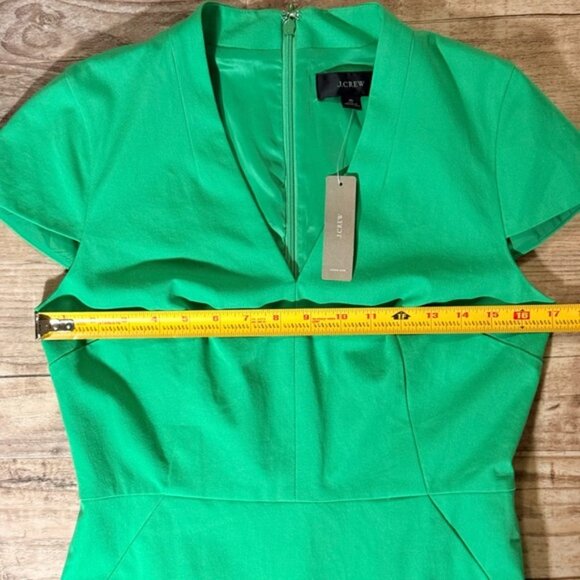 J Crew Dress Green Cap Sleeve V-Neck Sheath Size 6 - Picture 6 of 9